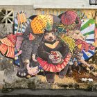 This vibrant circus-themed street mural is located along Mural Art's Lane in Ipoh, Malaysia